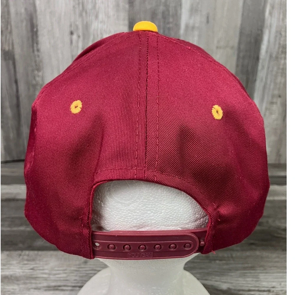 Vintage Washington Redskins Youngan Snapback Hat NFL Burgundy Gold Flat Brim VTG